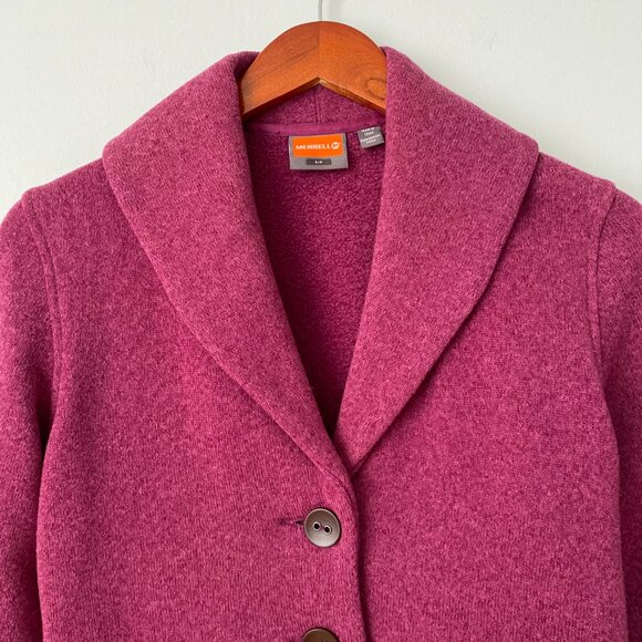 Merrell Arabella Button Front Cardigan Sweater Raspberry - Picture 8 of 13